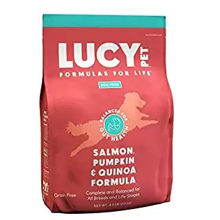 Salmon-flavored pet treats-Lucy Pet Salmon, Pumpkin, and Quinoa Grain-Free Formula Dog Food