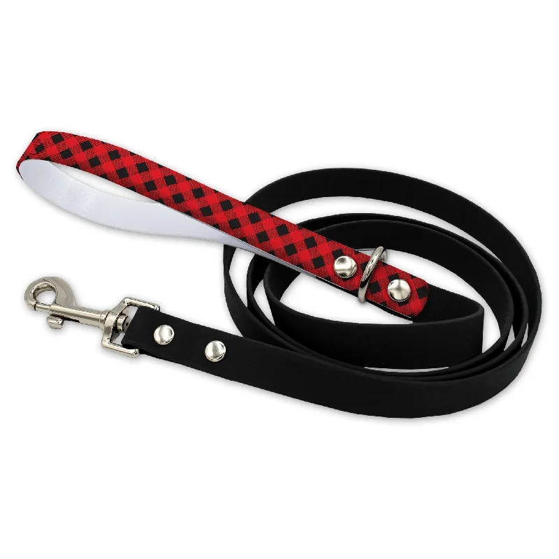 Lightweight pet cooling jacket-Lumberjack Red Waterproof Leash With Silver Snap Hook