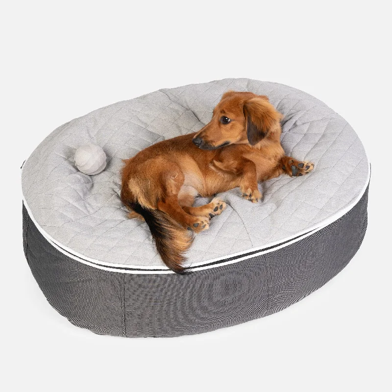 Portable pet fun tunnel-(M) Premium ThermoQuilt Dog Bed (grey)