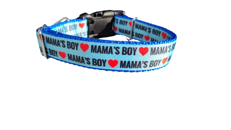 Hinged pet flap door-Mama's Boy Nylon Dog Collar