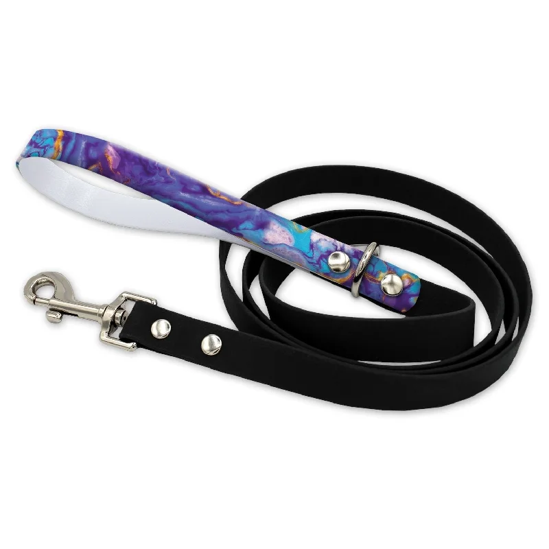 Vibration-based bark stopper-Marble Purple Waterproof Leash With Silver Snap Hook