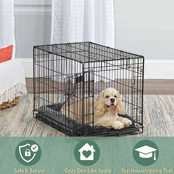 Quilted pet hanging bed-Midwest 1 Door Black Wire Dog Crates