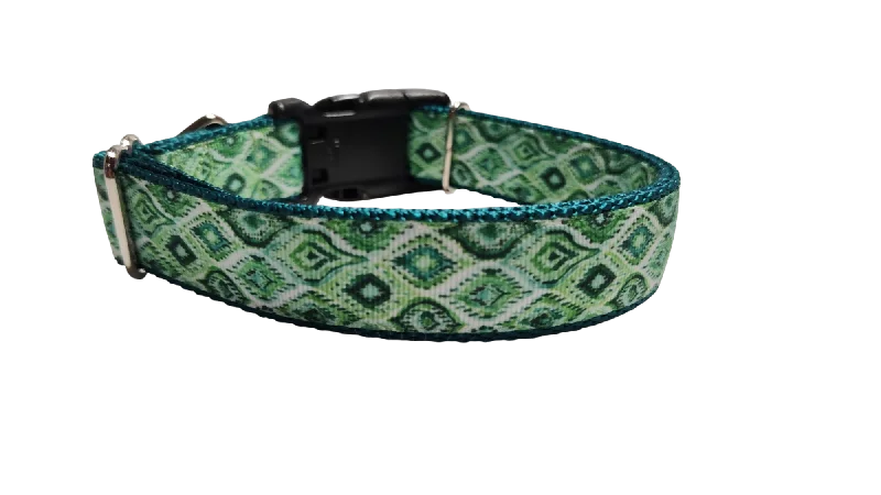 Lightweight pet agility bar-Moroccan Green Pattern Nylon Dog Collar