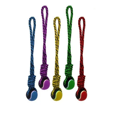 Salmon-flavored pet treats-MultiPet Nuts for Knots 20 Inch Rope Tug With Tennis Ball