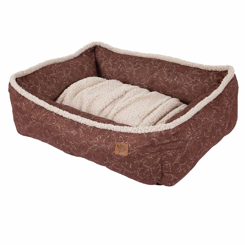 Herbal cat calming toy-MuttNation Lambswool Tooled Leather Printed Lounger