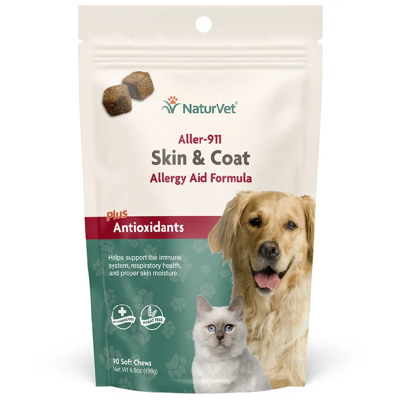 Durable rubber pet disc-NaturVet Aller 911 Skin & Coat Plus Antioxidants Allergy Dog & Cat 90 Soft Chews