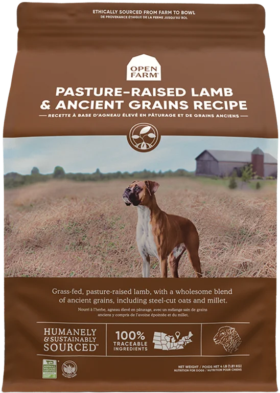 Velvet pet sleep cave-Open Farm Pasture-Raised Lamb & Ancient Grains Dry Dog Food