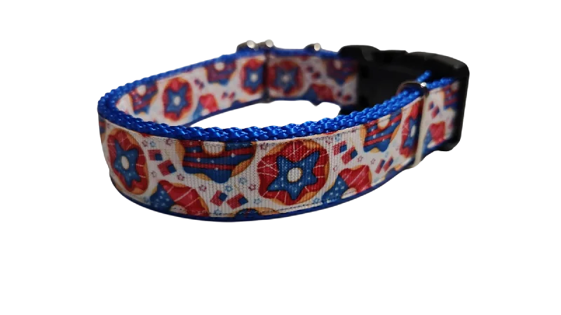 Padded rabbit adventure leash-Patriotic Donuts Nylon Dog Collar