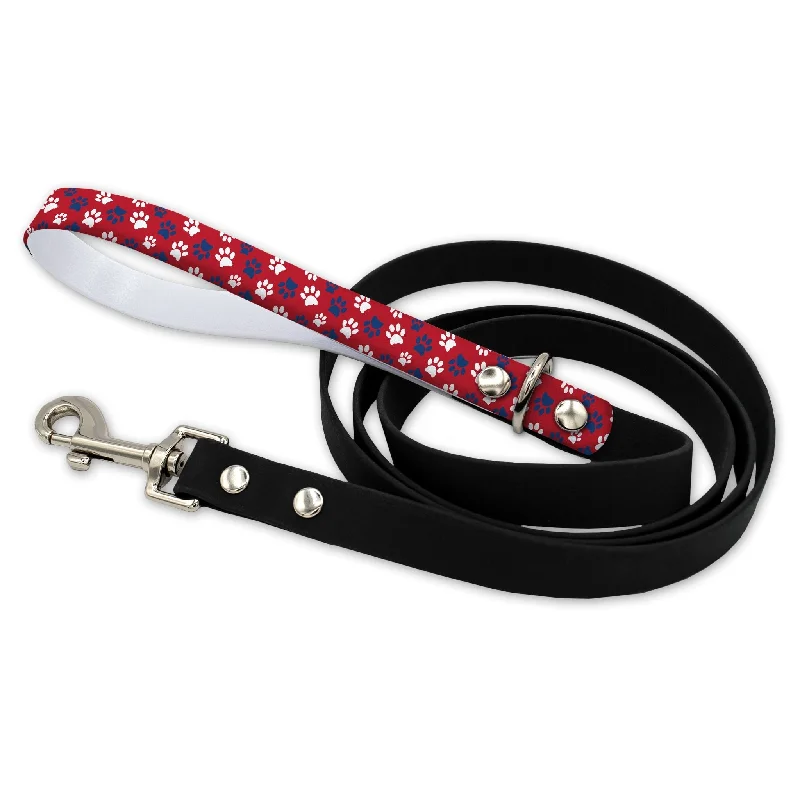 Herbal pet calming wrap-Pawtriot Red Waterproof Leash With Silver Snap Hook