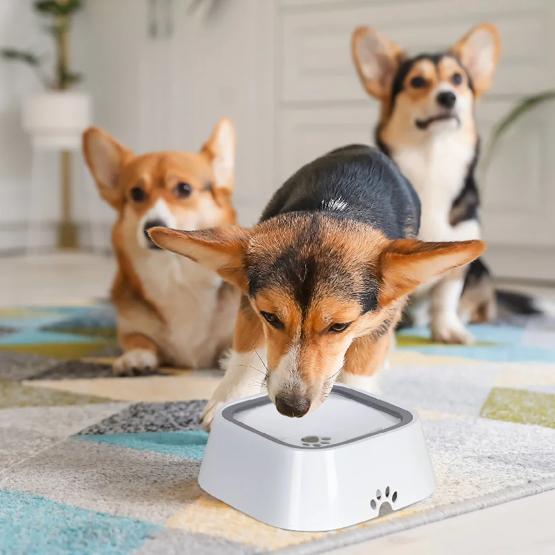 Wool pet snuggle blanket-Pet Dog Water Bowl No Spill Splash-free Cat Slow Drinking Bowl with Waterproof Mat