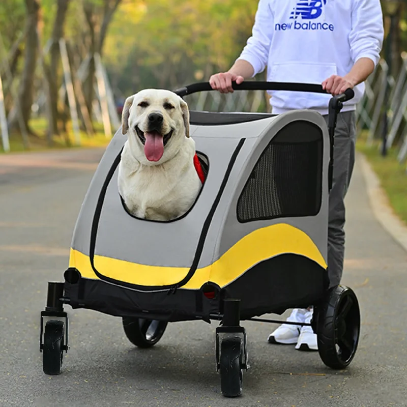 Essential oil pet spray-Pet Stroller for Large Dogs Foldable Pet Cat Travel Carriage Stroller 4 Wheels