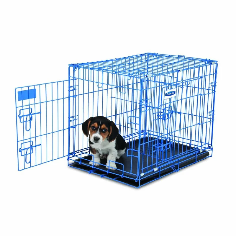 Solar-powered pet fan-Petmate 24 Inch Blue Puppy 2 Door Training Kennel