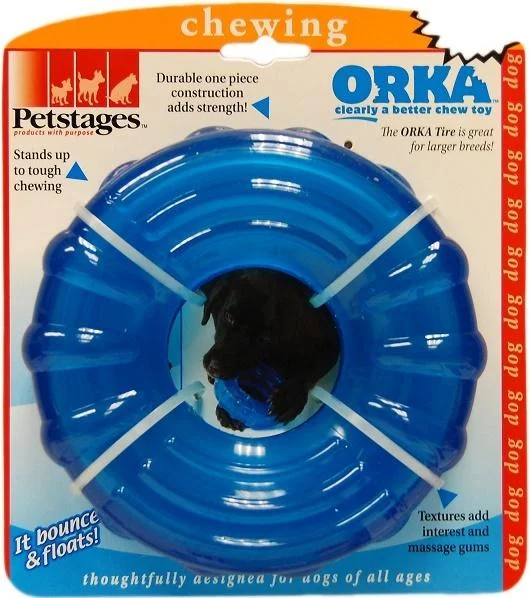 Travel-size dog grooming pack-Petstages ORKA Tire Dog Chew Toy (Tire Chew Toy)