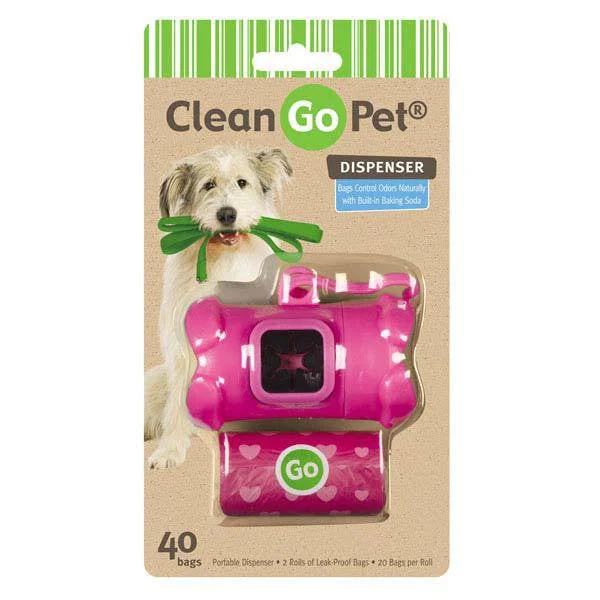 Clear hamster play ball-Pink Clean Go Pet Waste Bag Holder With 40 Bags