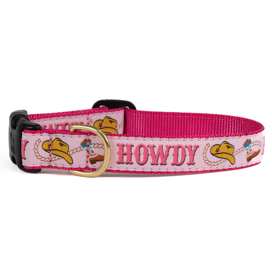 USB-powered pet cooler-Pink "Howdy" Dog Collar