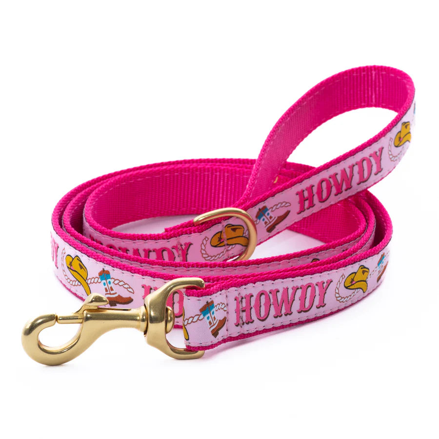 Textured reptile basking stone-Pink "Howdy" Dog Lead