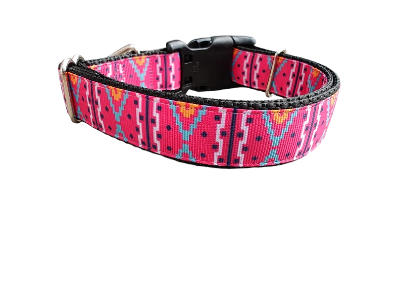 Pet-safe floor wipes-Pink Tribal Nylon Dog Collar