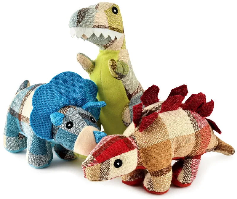 Plush puppy chew bone-Plaidosaurus Dog Toys, 9.75", Assorted