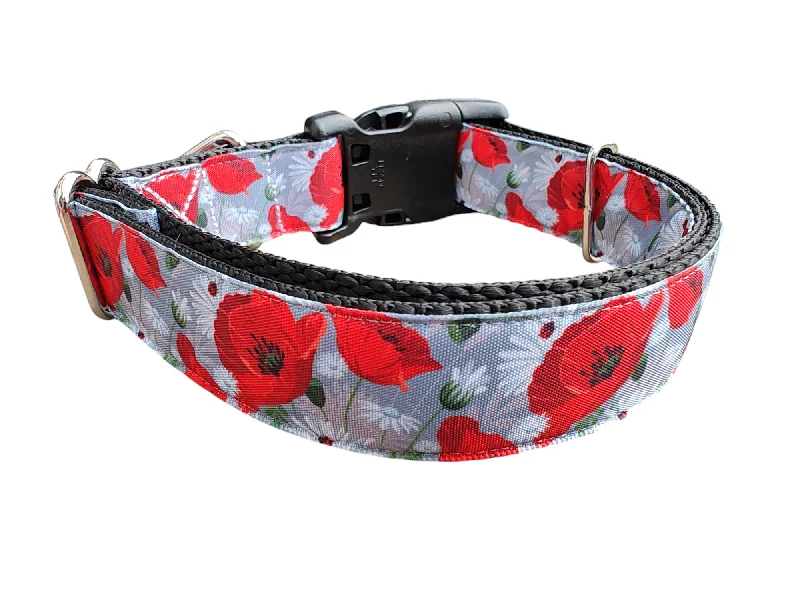 Adjustable reptile heat bulb-Poppies and Daisies Nylon Dog Collar