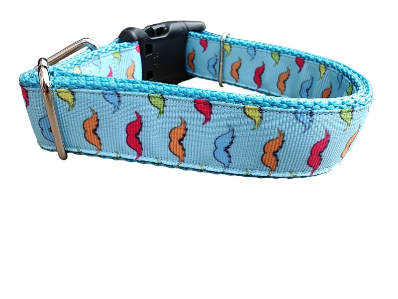 Angled pet claw trimmer-Rainbow Mustaches Nylon Dog Collar