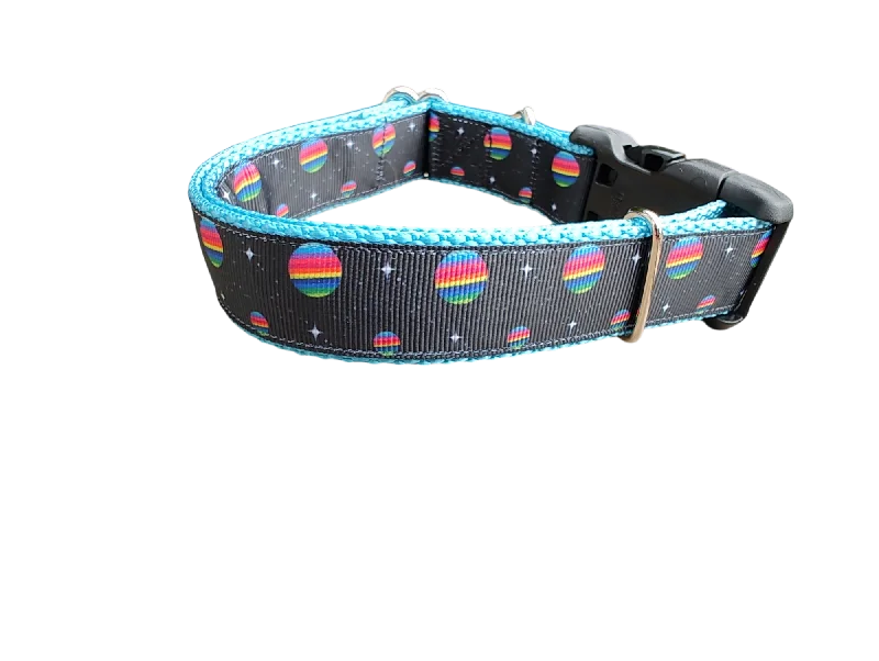 Plush cat rest cushion-Rainbow Planets Nylon Dog Collar