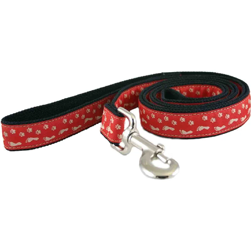 Woven pet walking leash-Hemp Dog Leash 6' BFF Red Standard Leash