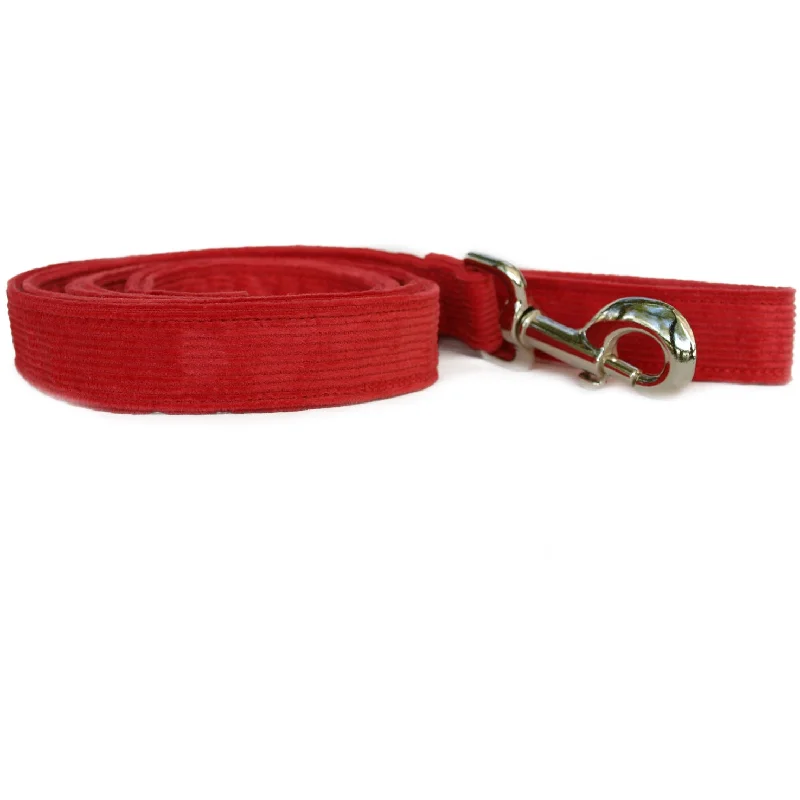 Tilted cat water bowl-Hemp Dog Leash 6' Red Corduroy