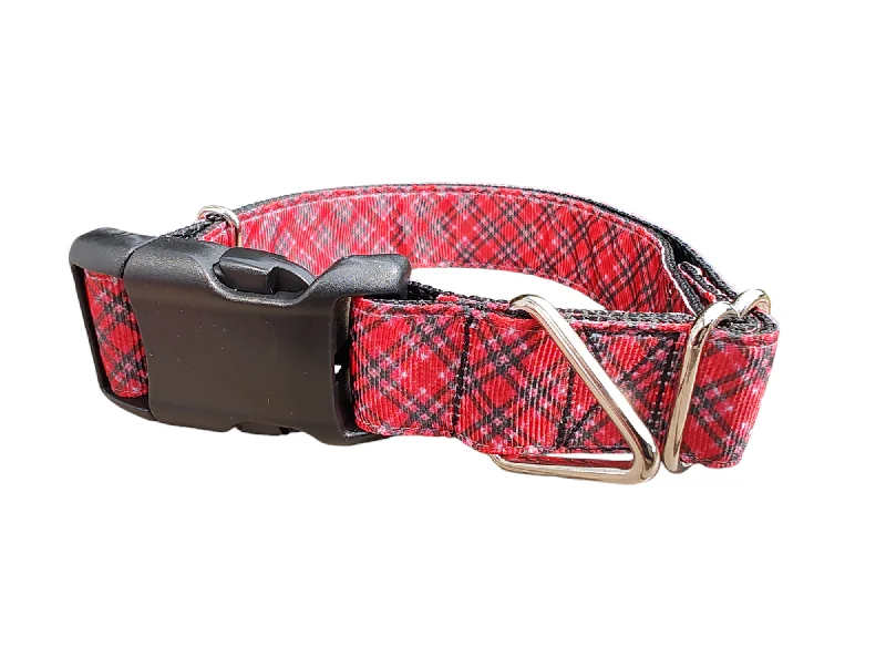 Stretchy rabbit leash-Red / Pink Plaid Christmas Nylon Dog Collar