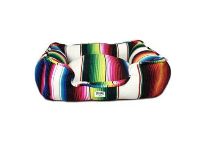 Waterproof pet rest pad-Saltillo Serape Bumper Bed - White