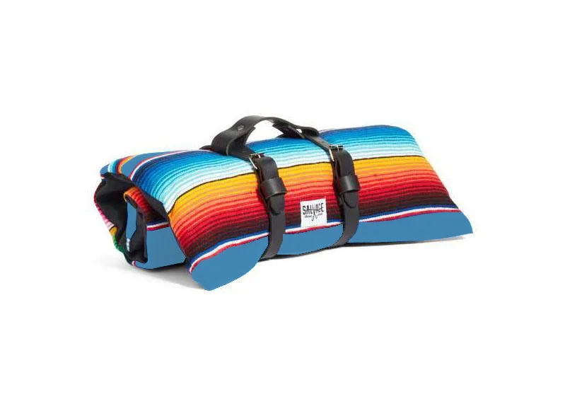 Striped puppy adventure harness-Saltillo Serape Rollup Bed-Light Blue