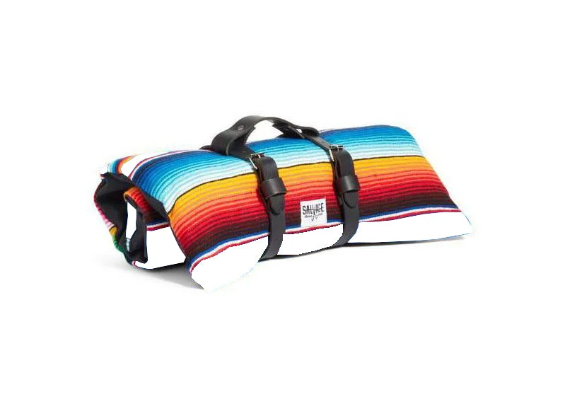 Padded rabbit adventure leash-Saltillo Serape Rollup Bed-White Serape