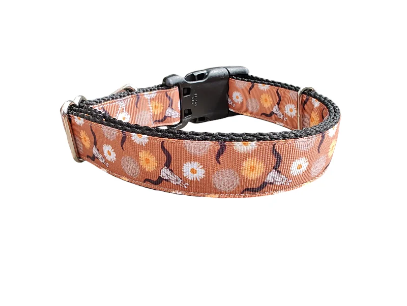 Glow-in-dark dog leash-Skulls and Tumbleweeds Cowboy Nylon Dog Collar