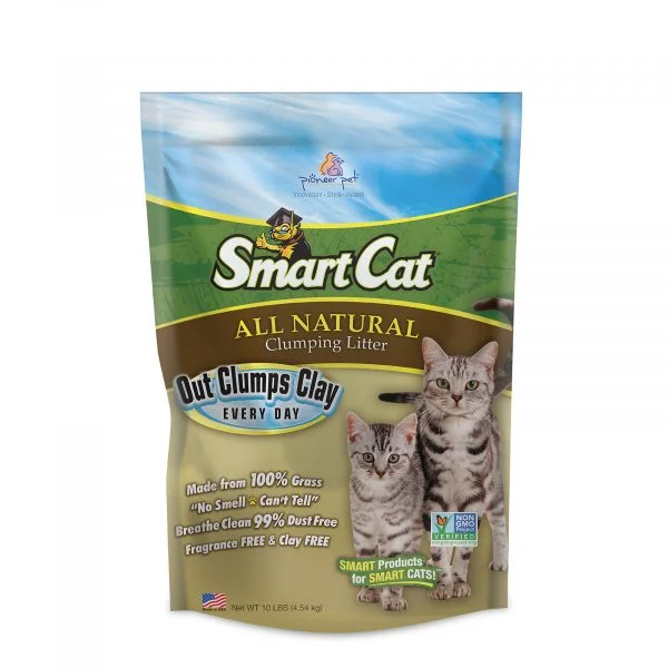 Angled pet food stand-SMART CAT ALL NATURAL LITTER