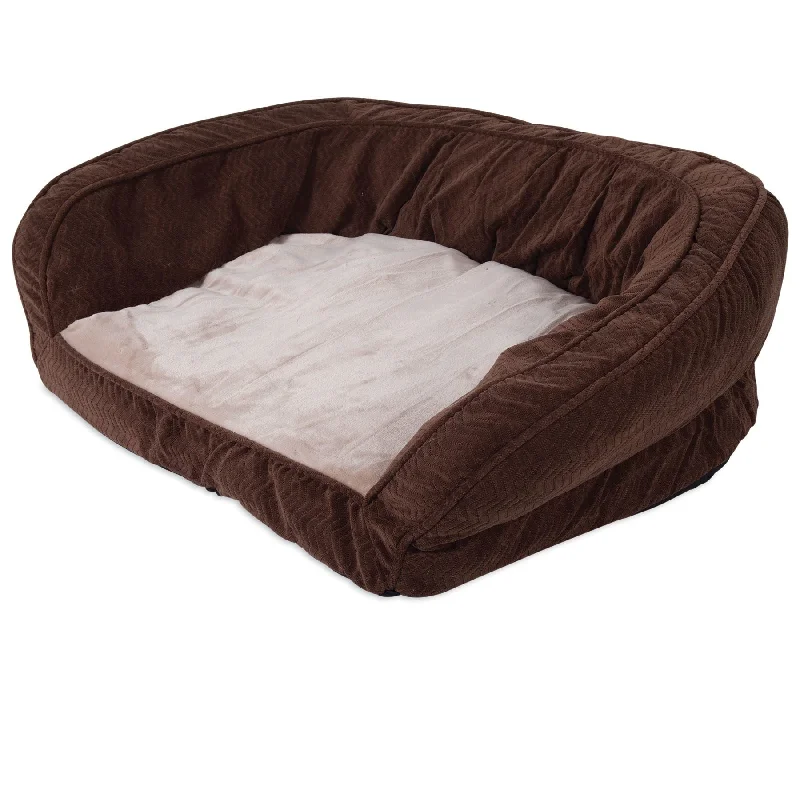 Canvas pet flight bag-SnooZZy Chevron Couch Dog Bed - Chocolate