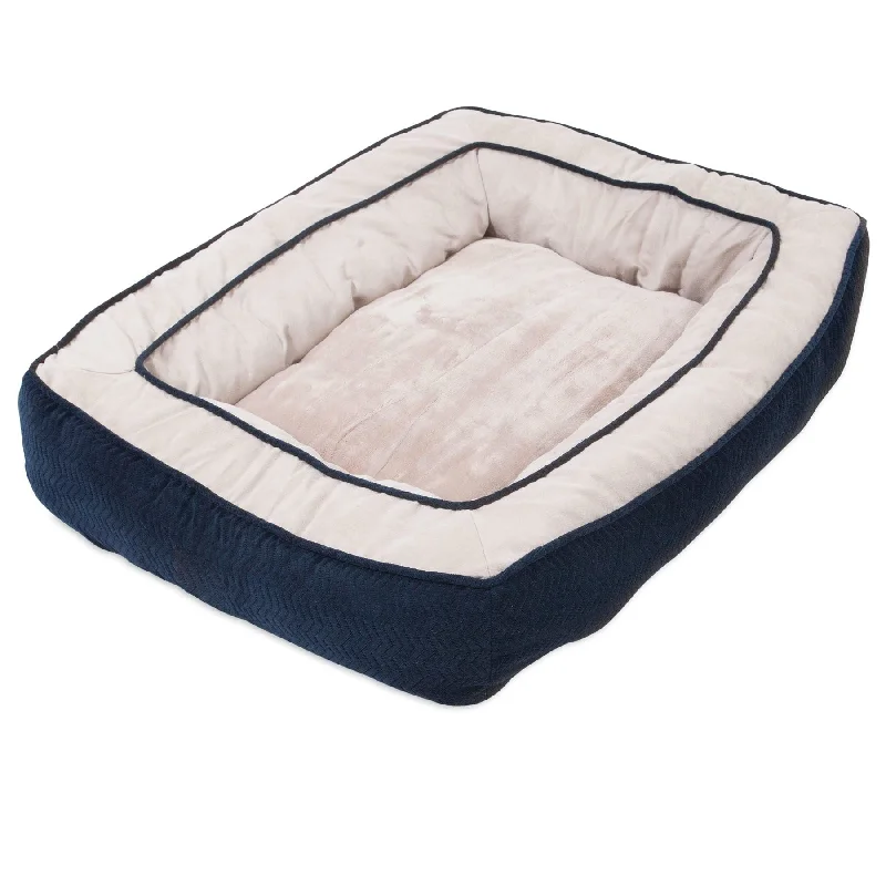 Textured puppy chew ring-SnooZZy Chevron Chenille Bumper Bed - Navy