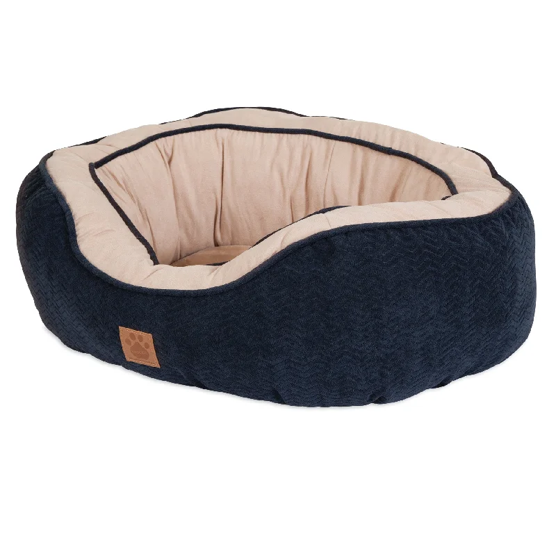 Wool pet snuggle blanket-SnooZZy Chevron Gusset Daydreamer Navy Bed