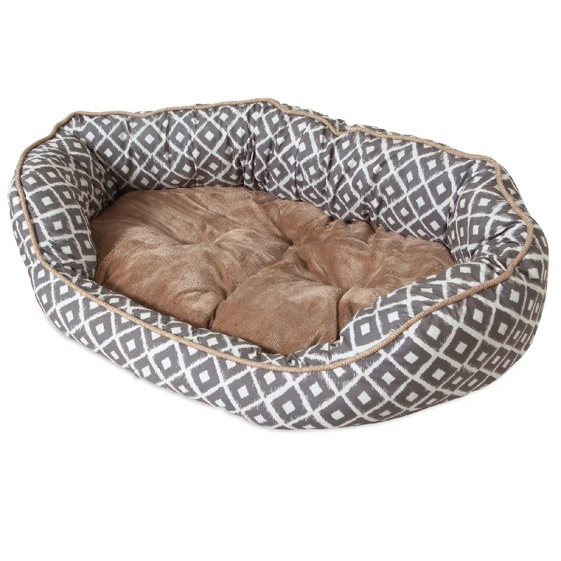 Mesh pet travel tote-SnooZZy IKAT Daydreamer Bed - Gray