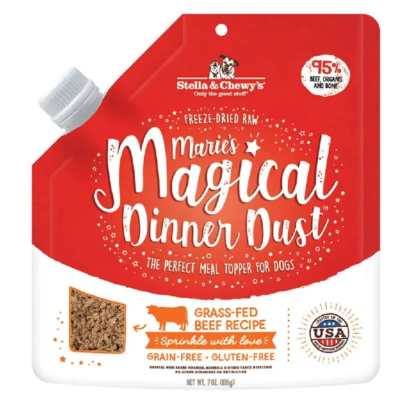 Wide-base cat food bowl-Stella & Chewy's Marie’s Magical Dinner Dust Grass-Fed Beef for Dogs