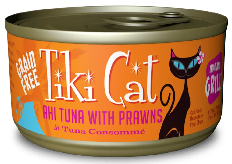 Zippered cat transport bag-Tiki Cat Manana Grill Grain Free Ahi Tuna With Tiger Prawns In Tuna Consomme  Canned Cat Food