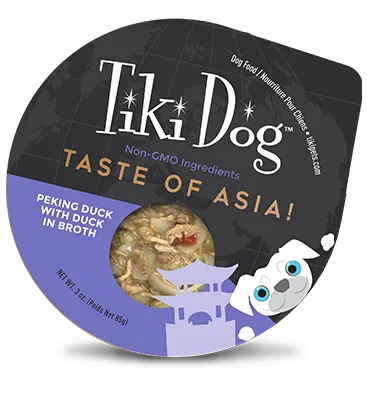 Weighted dog calming jacket-Tiki Dog Taste of the World Asian Peking Duck Wet Dog Food