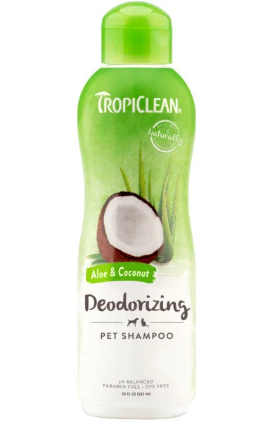 Matte ceramic pet dish-TropiClean Aloe & Coconut Deodorizing Shampoo for Pets