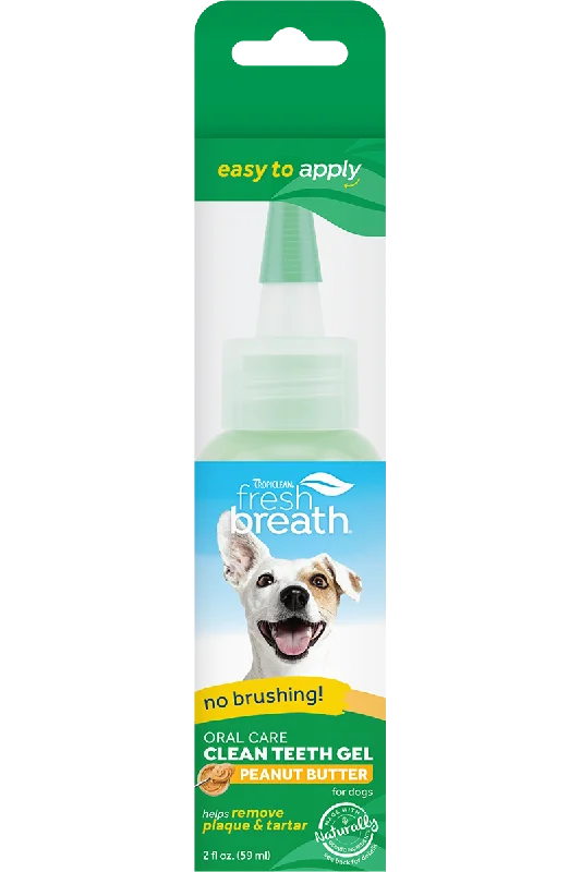 Vacuum-seal pet food jar-TropiClean Fresh Breath No Brushing Peanut Butter Flavor Clean Teeth Dental & Oral Care Gel for Dogs