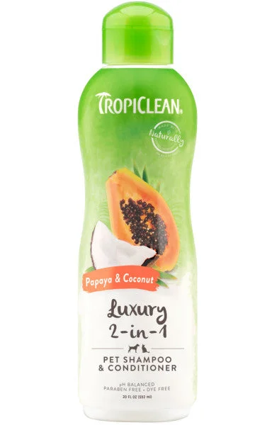 Odor-trapping pet liner-TropiClean Papaya & Coconut Luxury 2-in-1 Shampoo and Conditioner for Pets