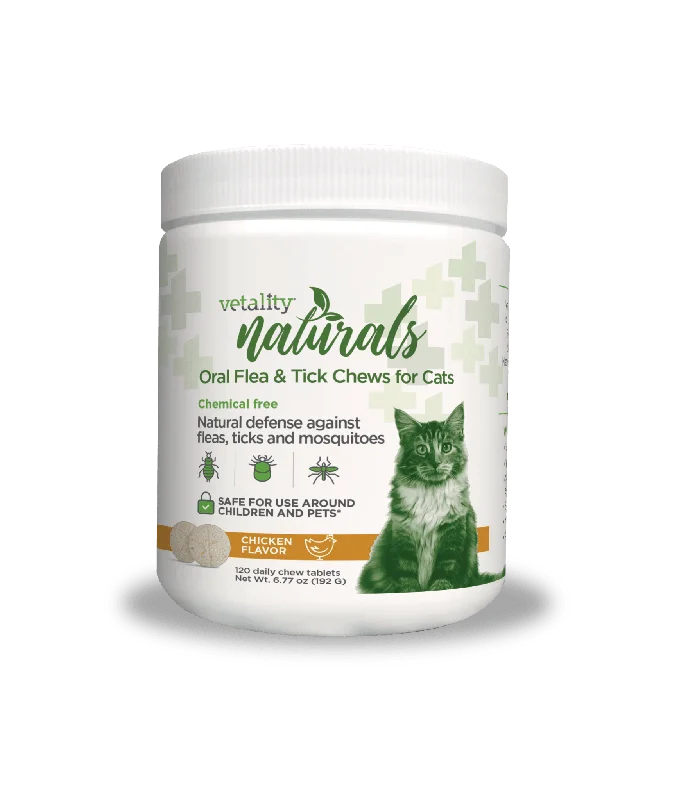 USB-powered pet cooler-Vetality Naturals Oral Flea & Tick Chews for Cats, 120 ct