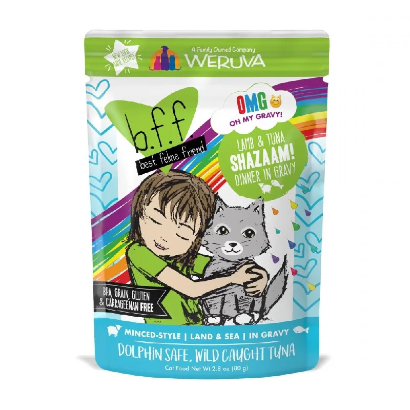 Vibration-based bark stopper-Weruva BFF Oh My Gravy Shazaam Grain Free Lamb & Tuna in Gravy Cat Food Pouch