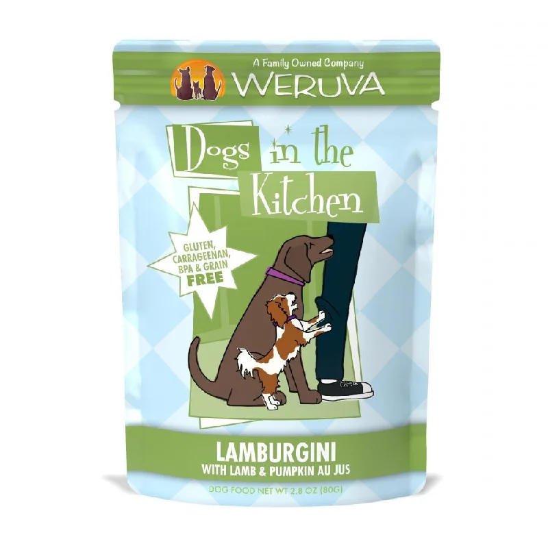 Long-lasting pet water jug-Weruva Dogs in the Kitchen Lamburgini Grain Free Lamb and Pumpkin Dog Food Pouches