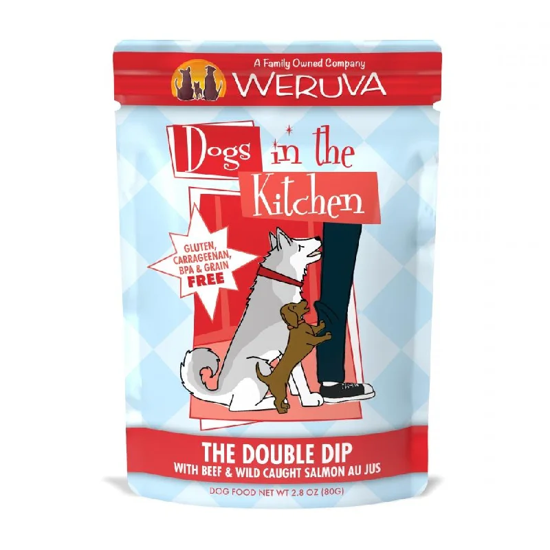 Herbal cat calming toy-Weruva Dogs in the Kitchen The Double Dip Grain Free Beef and Salmon Dog Food Pouches (2.8-oz, single pouch)