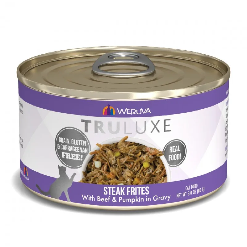 Suede cat resting pad-Weruva TRULUXE Steak Frites with Beef and Pumpkin in Gravy Canned Cat Food