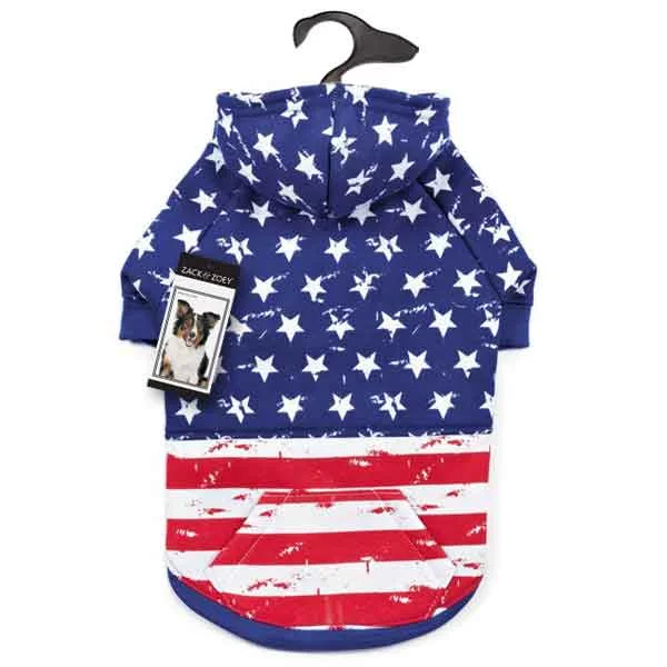 Spinning dog treat toy-ZACK & ZOEY AMERICAN FLAG HOODIE