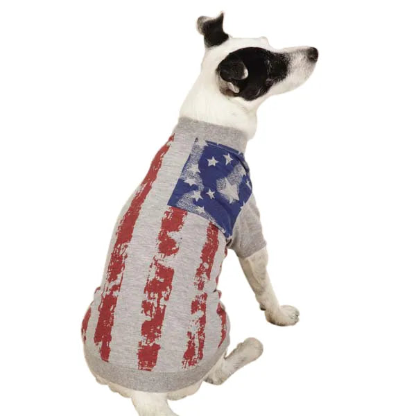 Thermal pet water dish-ZACK & ZOEY AMERICA'S PUP FLAG PRINT DOG TEE